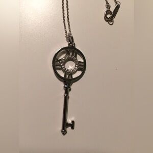 Tiffany & Co. White Gold Key Atlas Necklace with Diamond and Chain